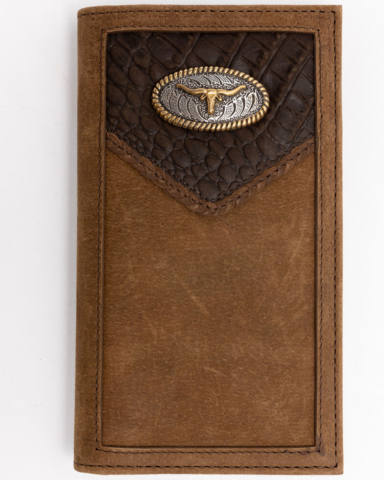 Cody James Men's Croc Embossed Leather Checkbook Wallet , Black, hi-res
