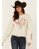 Image #1 - Ariat Women's Rose Embroidered Sweater, Oatmeal, hi-res