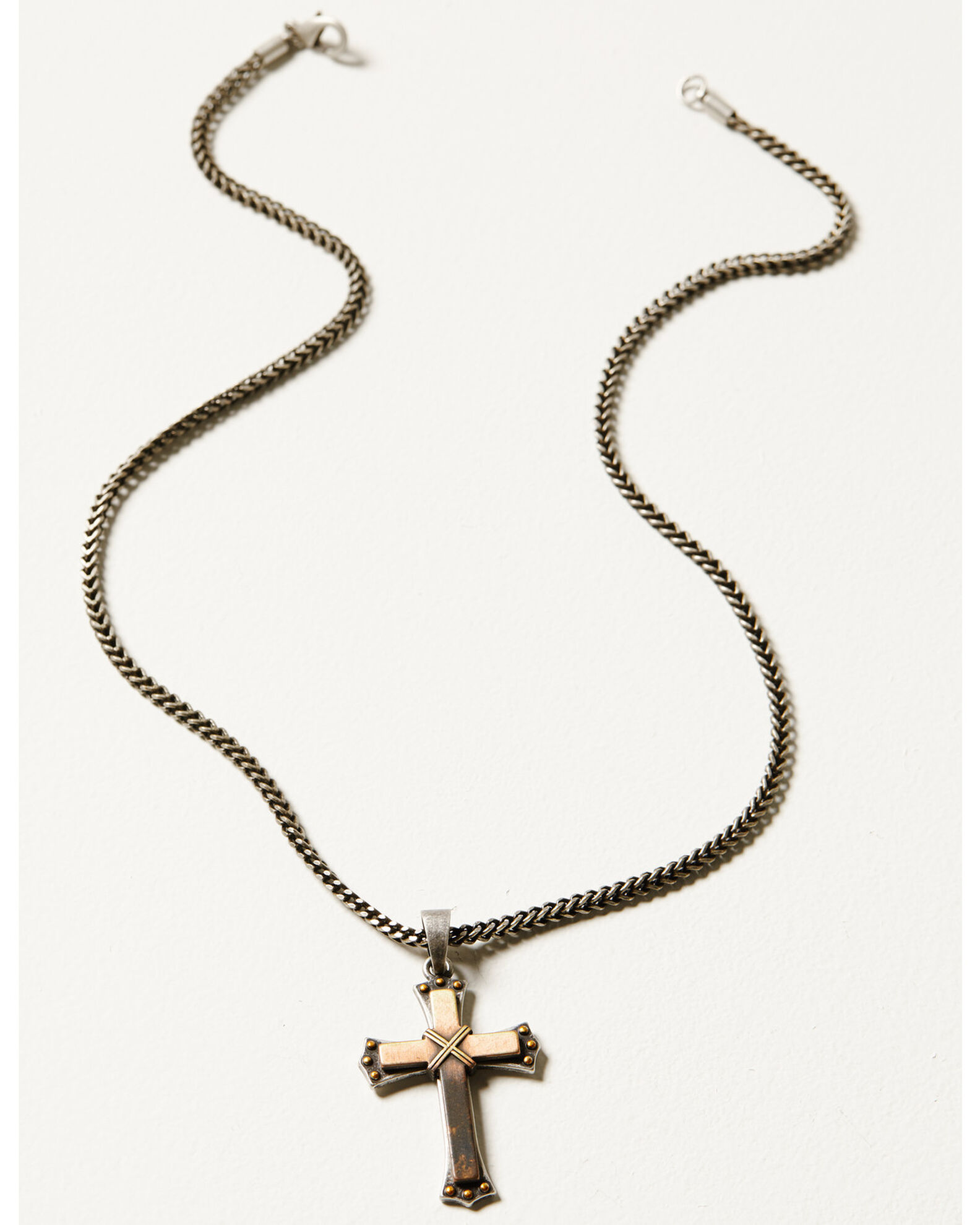 M F Western Men s Antique Silver Twister Cross Necklace Country Outfitter