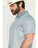 Image #2 - Panhandle Slim Men's Medallion Print Short Sleeve Snap Performance Polo Shirt, Turquoise, hi-res