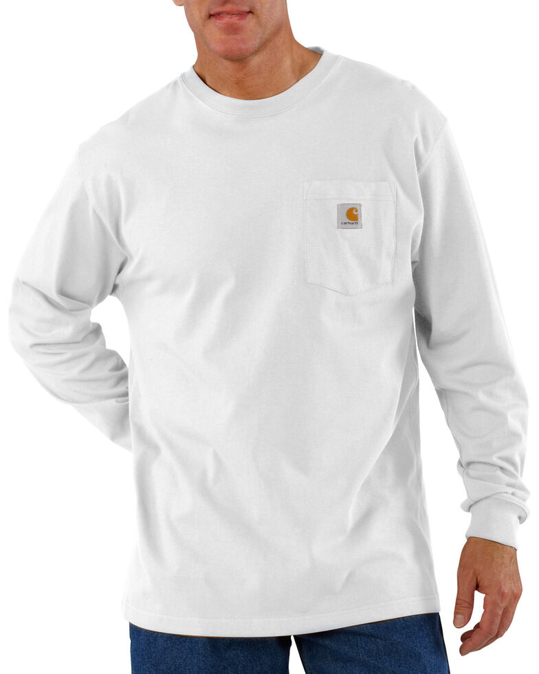 Carhartt Men's Workwear Long-Sleeve Pocket T-Shirt - Tall, White, hi-res