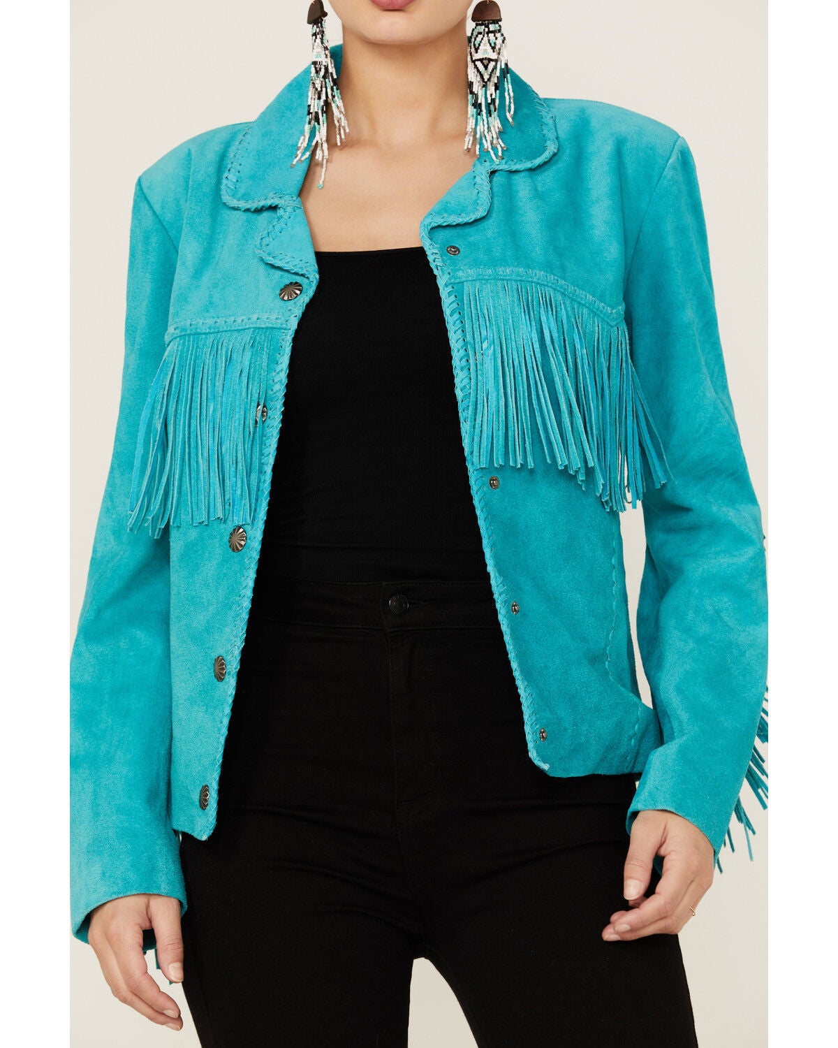 turquoise fringe jacket