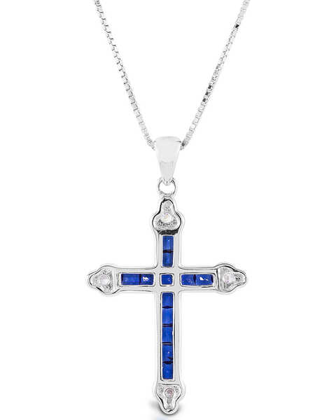 Kelly Herd Women's Blue Cross Necklace , Silver, hi-res