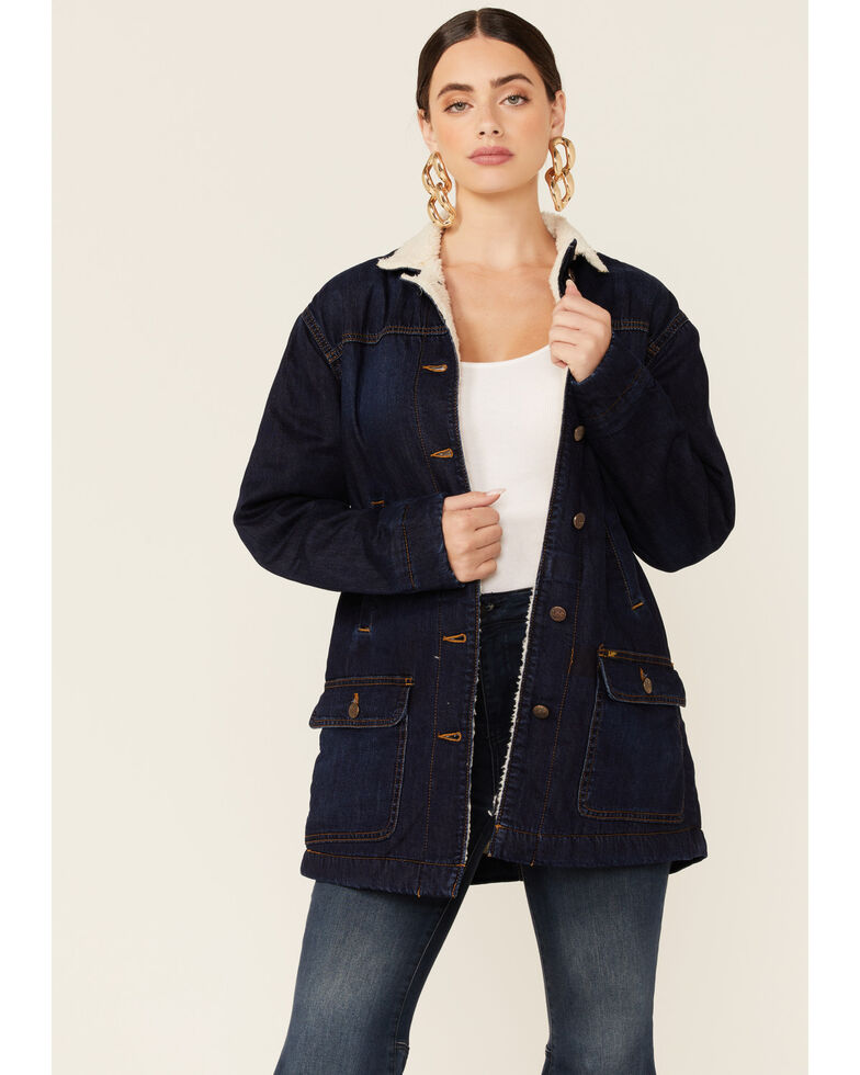 Lee Women's Oversized Denim Jacket, Dark Blue, hi-res