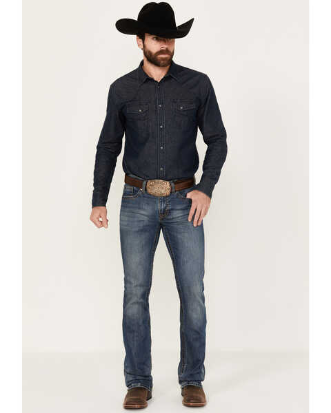 Image #1 - Stetson Men's 1014Rocker Fit Bootcut Jeans , Blue, hi-res