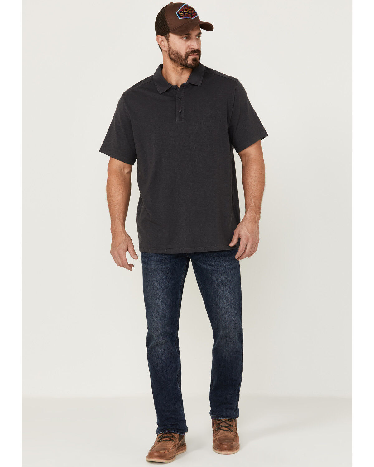 Image #2 - Brothers and Sons Men's Solid Slub Short Sleeve Polo Shirt, Charcoal, hi-res