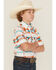 Image #2 - Rock & Roll Denim Boys' Southwestern Print Short Sleeve Pearl Snap Western Shirt, White, hi-res