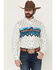 Image #1 - RANK 45® Men's Gavin Border Print Long Sleeve Button-Down Stretch Western Shirt, Ivory, hi-res