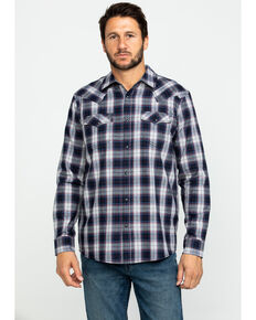 Cody James Men's Plainsman Heathered Plaid Long Sleeve Western Shirt , Grey, hi-res