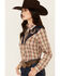 Image #2 - Roper Women's Embroidered Yoke Plaid Print Long Sleeve Snap Western Shirt , Brown, hi-res