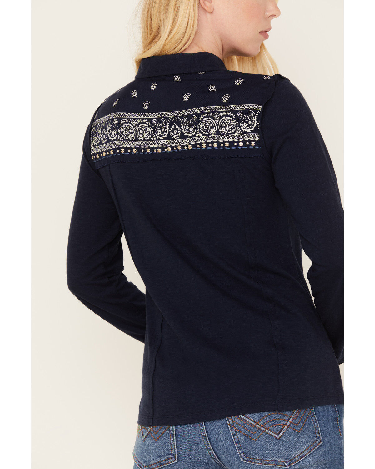 Image #3 - Idyllwind Women's Sawyer Bandana Studded Snappy Western Shirt, Indigo, hi-res