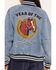 Image #3 - Rodeo Quincy X Boot Barn Women's Year of the Horse Denim Bomber Jacket, Medium Wash, hi-res