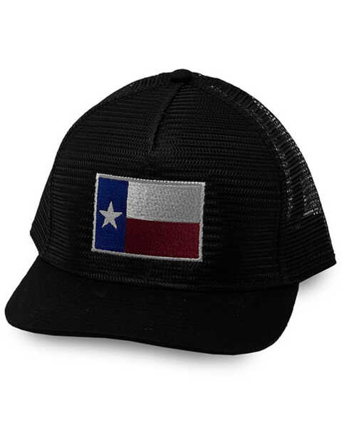 Oil Field Hats Men's Black Texas Flag Patch Mesh-Back Ball Cap , Black, hi-res