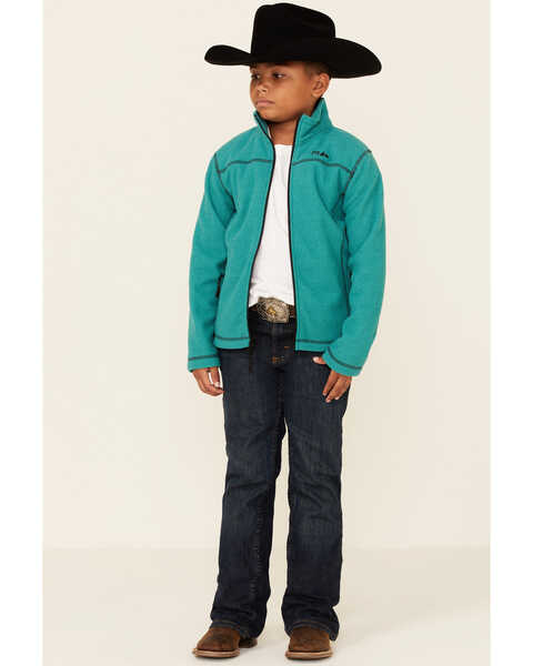 Image #2 - Powder River Outfitters Boys' Honeycomb Performance Zip-Front Fleece Jacket , Jade, hi-res