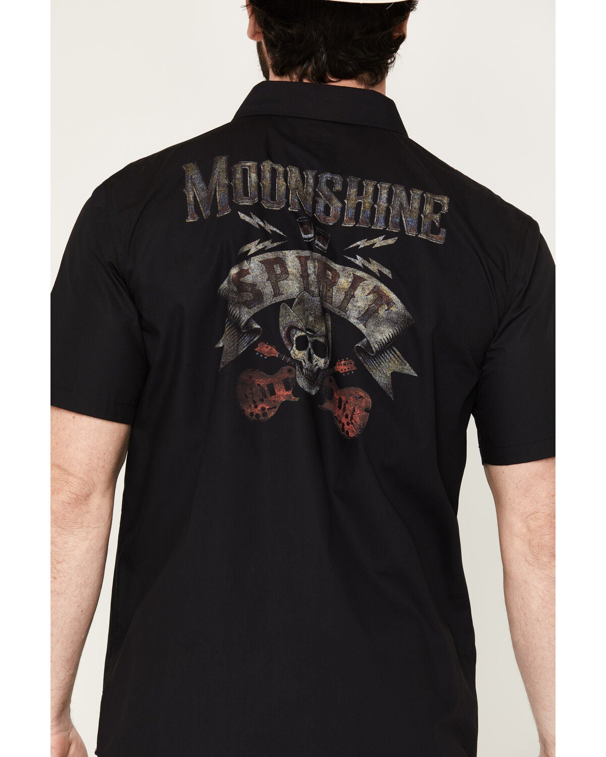 Image #4 - Moonshine Spirit&reg; Men's 120 Proof Logo Print Short Sleeve Snap Western Shirt, Black, hi-res