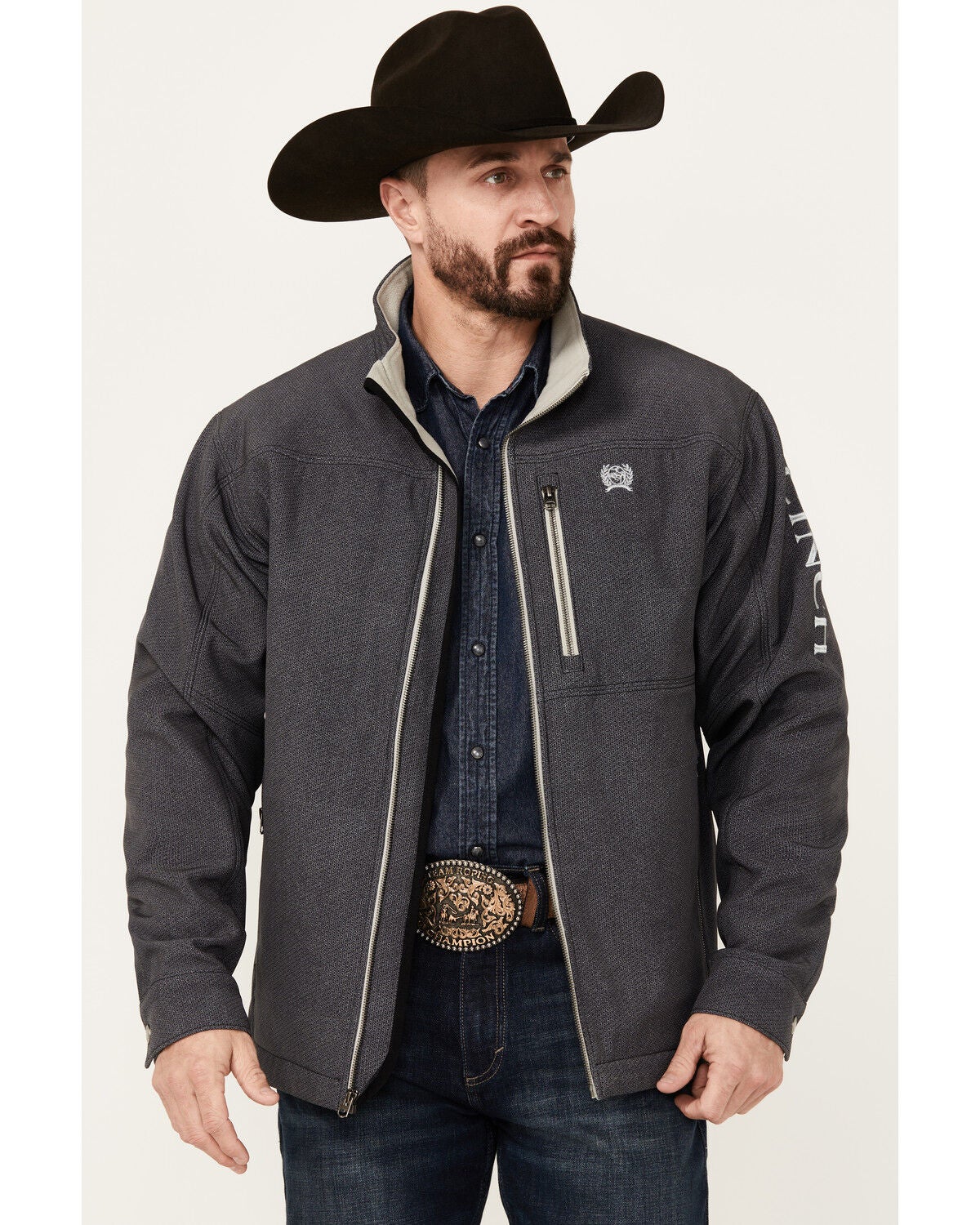 Cinch Men's Concealed Carry Softshell Jacket, Grey, hi-res