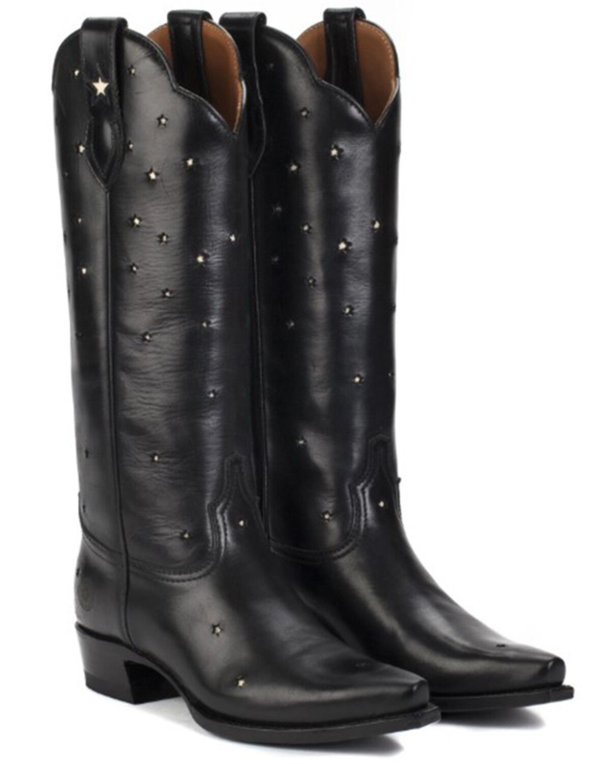 Image #1 - Ranch Road Boots Women's Presidio Star Inlay Tall Western Boots - Snip Toe, Black, hi-res