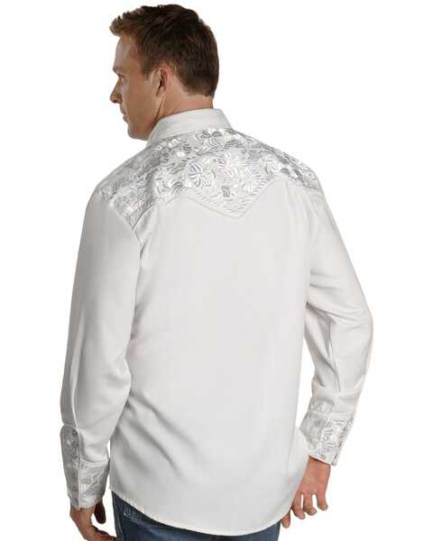 Image #3 - Scully White Floral Embroidery Retro Western Shirt - Big & Tall, White, hi-res