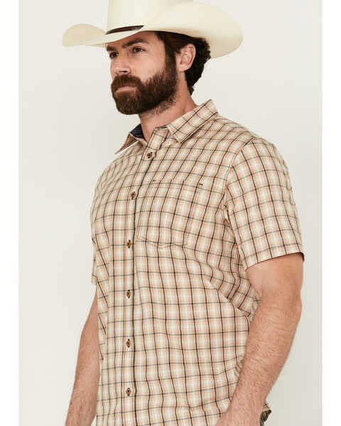 Image #2 - Cody James Men's Adios Plaid Print Short Sleeve Button-Down Western shirt , Tan, hi-res