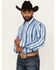 Image #2 - Wrangler Men's Checotah Southwestern Print Long Sleeve Snap Western Shirt - Tall, Blue, hi-res