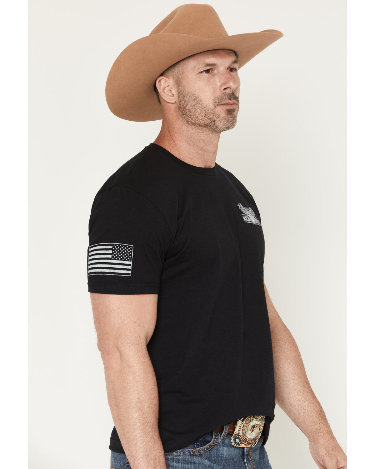 Image #2 - Kick Brass Men's For God and Country Short Sleeve Graphic T-Shirt, Black, hi-res