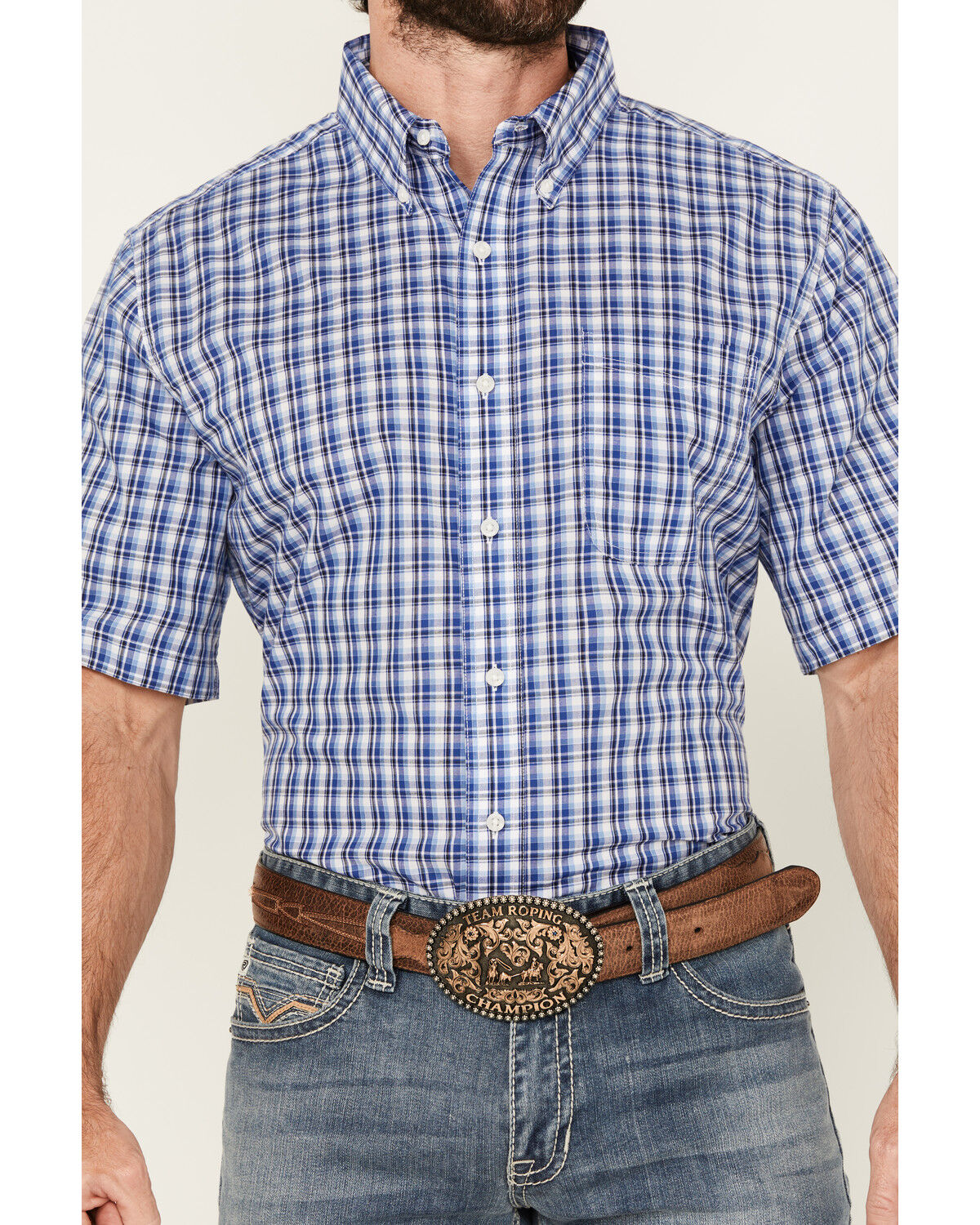 Image #3 - Wrangler Riata Men's Assorted Plaid Print Short Sleeve Button-Down Western Shirt, Multi, hi-res