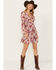 Image #1 - En Creme Women's Floral Cutout Long Sleeve Mini Dress, Pink, hi-res