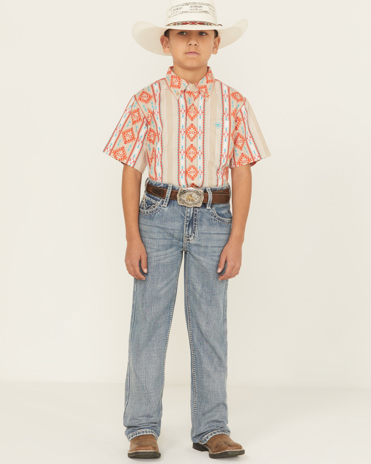 Image #3 - Rock & Roll Denim Boys' Light Wash Raised Bootcut Denim Jeans, Light Blue, hi-res