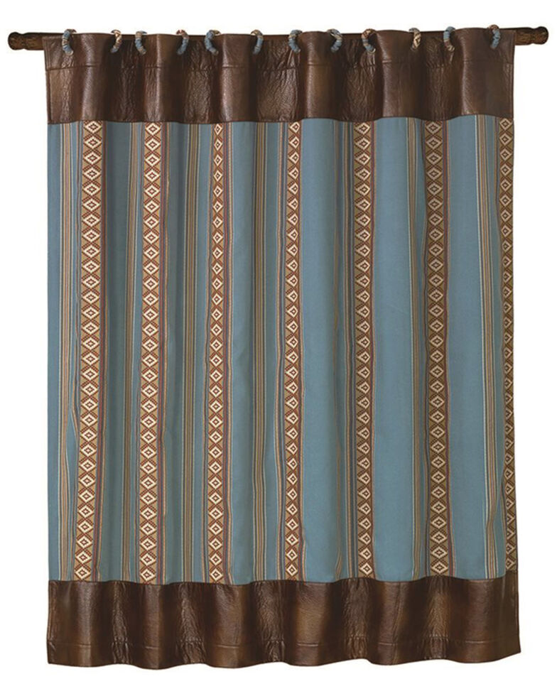 HiEnd Accents Ruidoso Blue Striped Shower Curtain, Multi, hi-res