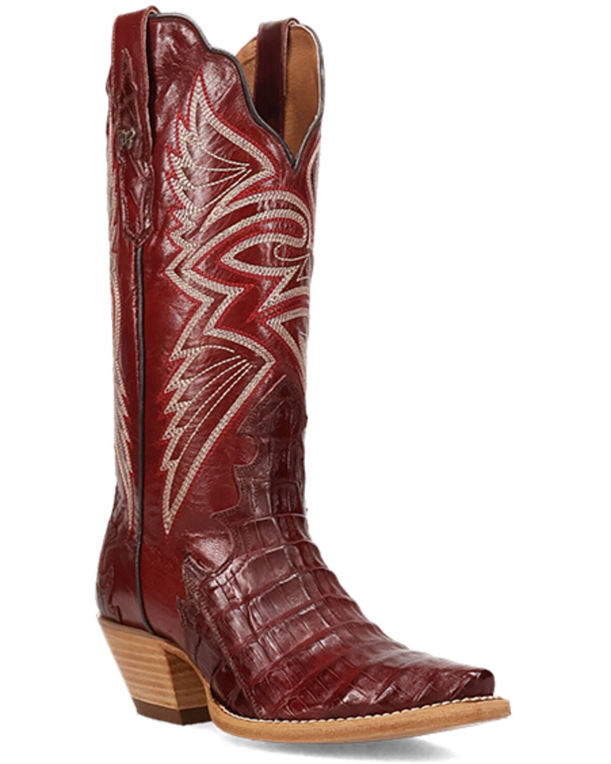 Dan Post Women's Concorde Exotic Caiman Western Boots - Snip Toe, Red, hi-res