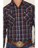 Image #3 - Ely Walker Men's Plaid Print Long Sleeve Pearl Snap Western Shirt, Navy, hi-res