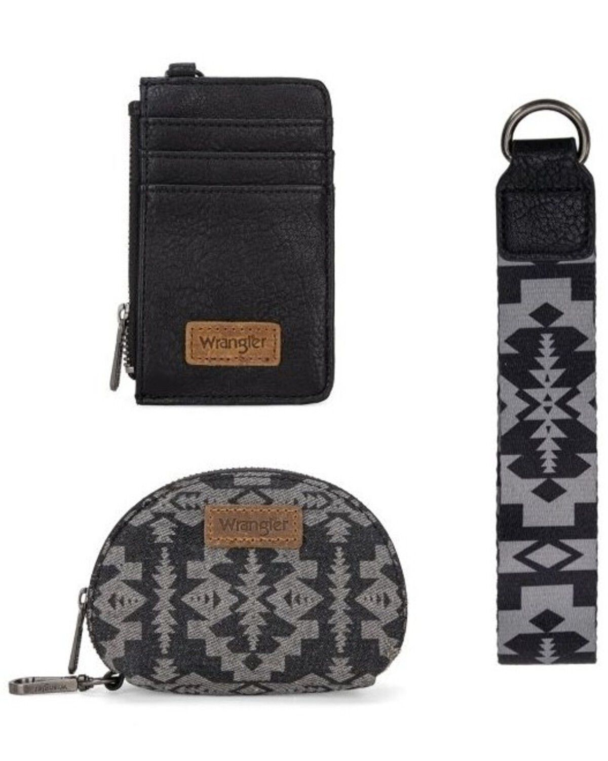 Image #2 - Wrangler Women's Southwestern Print Dual Pouch Wristlet, Black, hi-res