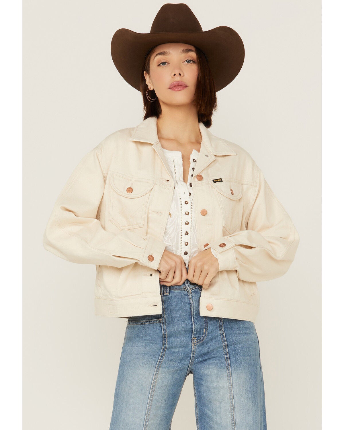 Natural Embroidered Denim Jacket 