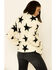 Peach Love Women's Cream Star Print 1/2 Zip Sherpa Pullover , Cream, hi-res