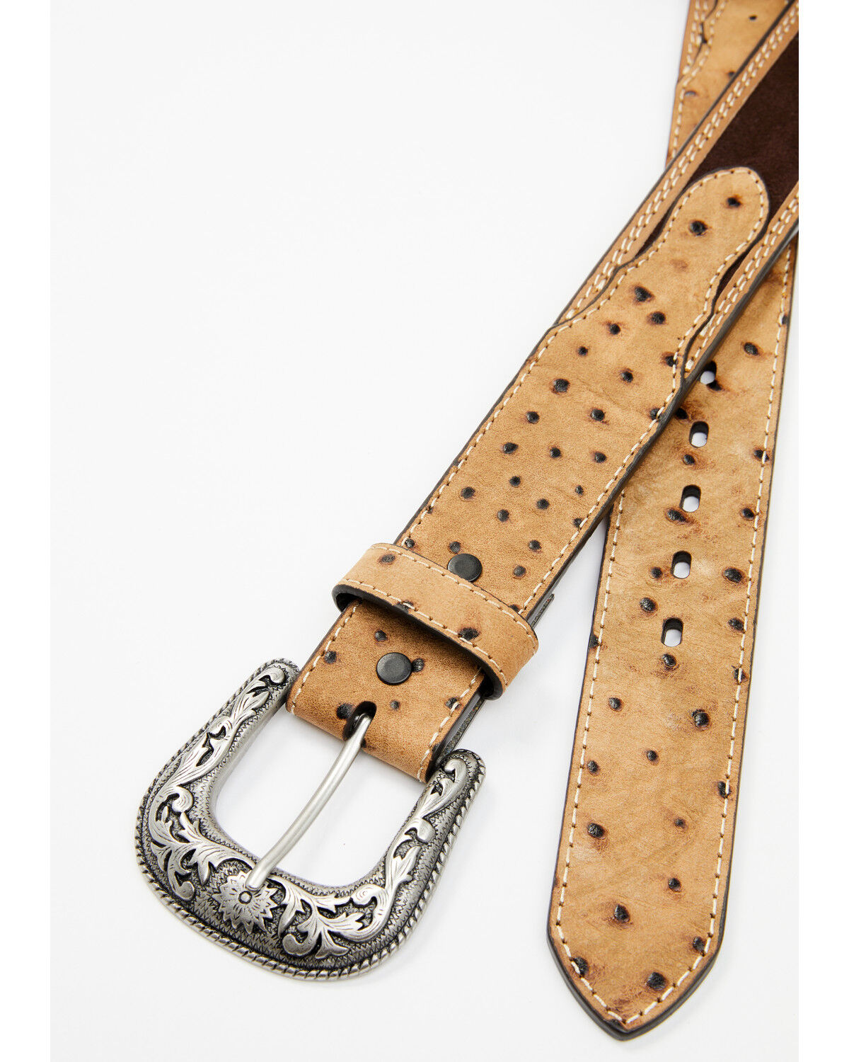 Image #2 - Roper Women's Ostrich Tab Basic Belt, Cognac, hi-res