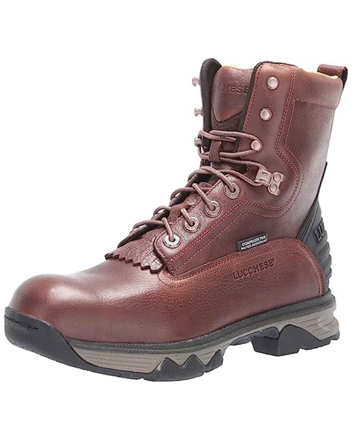 Image #1 - Lucchese Men's 8" Lace-Up Work Boots - Nano Composite Toe, Brown, hi-res