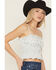 Image #2 - Miss Me Women's Floral Print Sleeveless Cropped Tank Top, Blue, hi-res