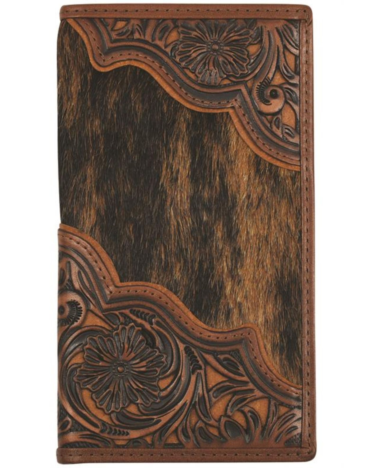 Image #1 - Justin Men's Hairon Tooled Rodeo Wallet, Brown, hi-res