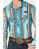 Image #3 - Rock & Roll Denim Men's Southwestern Striped Print Long Sleeve Snap Stretch Western Shirt, Turquoise, hi-res