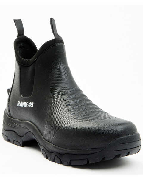 RANK 45® Women's Rubber Ankle Work Boots - Round Toe, Black, hi-res