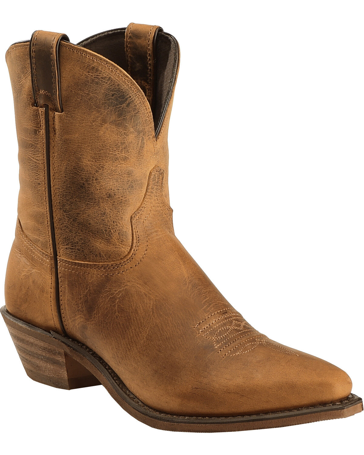 Image #1 - Abilene Women's Distressed 7" Western Boots - Snip Toe, Brown, hi-res