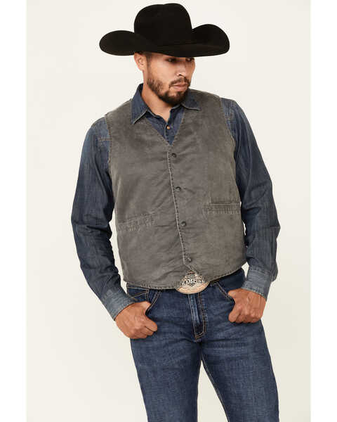 Image #1 - Outback Trading Co. Men's Iron Gray Sebastian Snap-Front Vest , Charcoal, hi-res