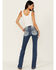 Image #1 - Miss Me Women's Dark Wash Mid Rise Stretch Bootcut Jeans, Dark Wash, hi-res