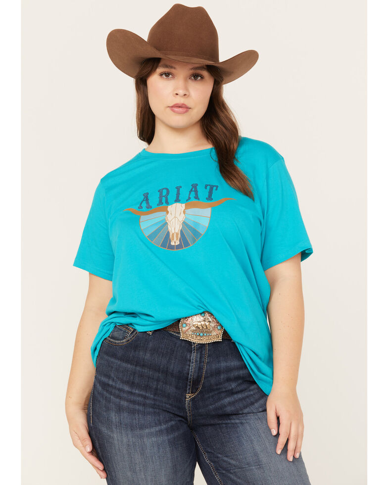 Ariat Women's R.E.A.L. Pacific Steerhead Graphic Tee - Plus, Turquoise, hi-res