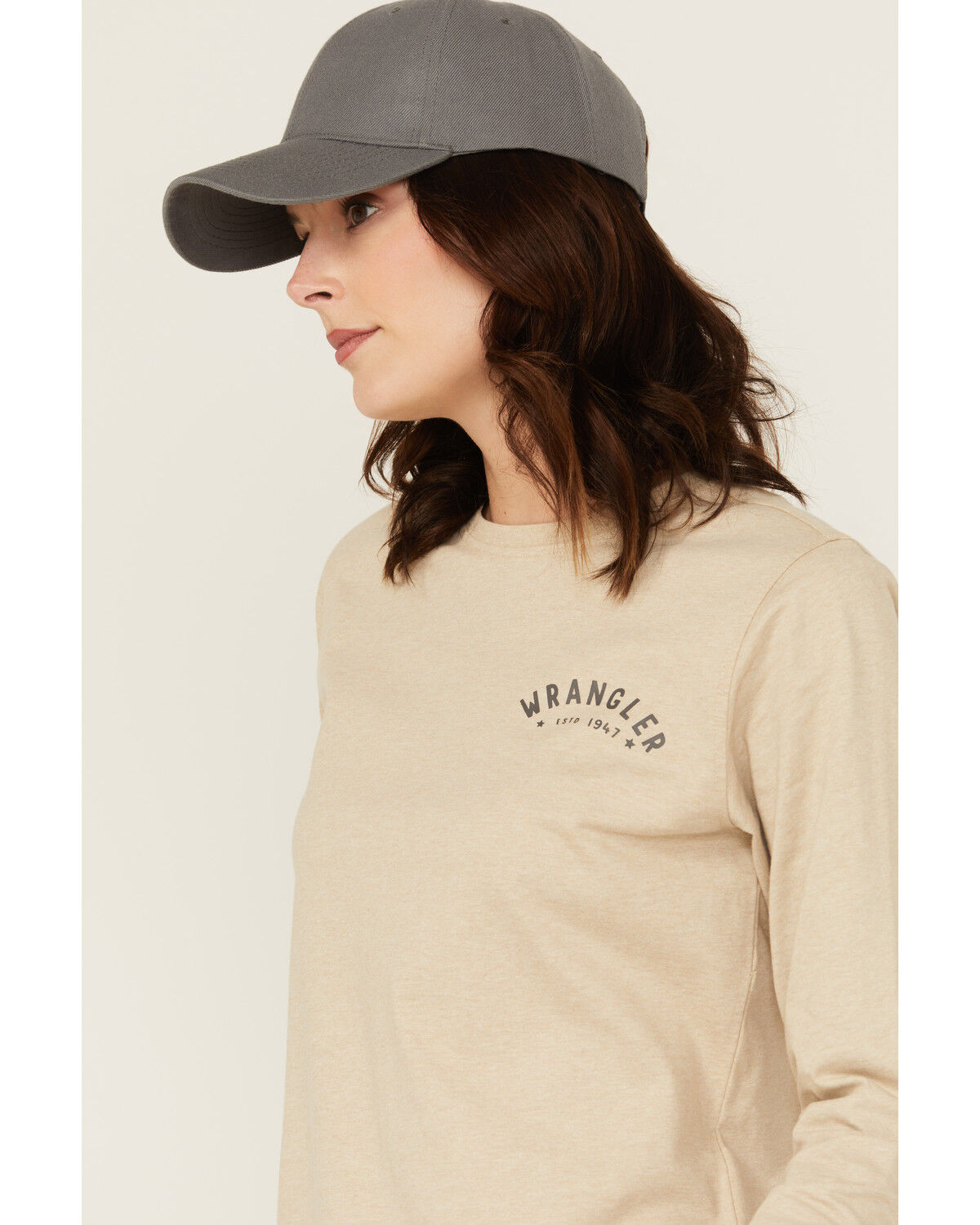 Image #4 - Wrangler Women's FR Pony Long Sleeve Graphic Work T-Shirt - Plus, Tan, hi-res