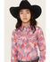 Image #2 - Panhandle Girls' Patchwork Print Long Sleeve Pearl Snap Western Shirt, , hi-res