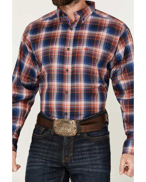 Image #3 - Ariat Men's Boot Barn Exclusive Presly Plaid Print Long Sleeve Button-Down Western Shirt - Big , Blue, hi-res