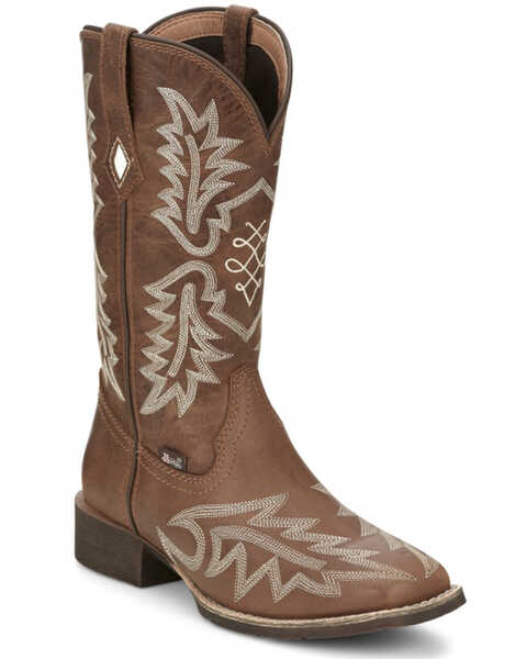 Image #1 - Justin Women's Carsen Western Boots - Broad Square Toe, Tan, hi-res