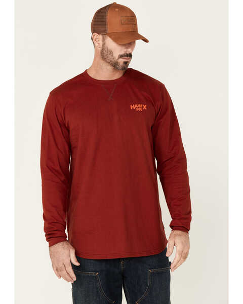 Hawx Men's FR Biking Red Logo Graphic Long Sleeve Work T-Shirt , Red, hi-res
