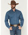 Image #1 - Cinch Men's Floral Geo Print Long Sleeve Button-Down Western Stretch Shirt, Blue, hi-res